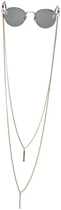 Sintillia Barre Backlace Statement Sunglass Strap, Glasses Chain, Eyeglass Cord (Silver with Black Attachments)