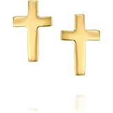Tooliks Cross Stud Earrings – Gold, Rose Gold or Sterling Silver, Dainty Christian Jewelry Gift for Her
