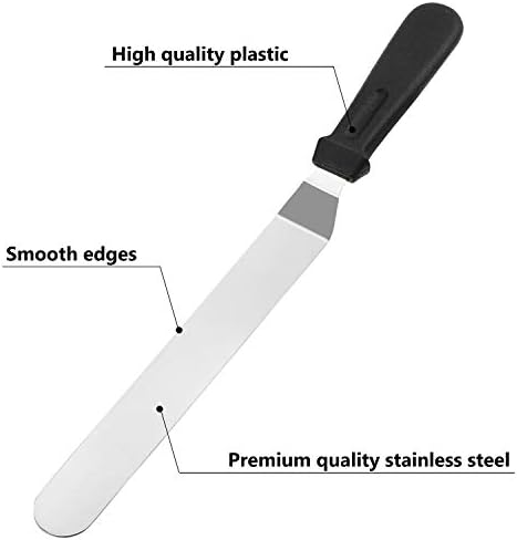 WisFox Spatules coudées à pâtisserie - Spatule à Glaçage en Acier Inoxydable Gâteau Pâtisserie Palette Pelle Cuisine Lisse, Lot de 4, Noir - Cuisine A Vivre WisFox Spatules coudées à pâtisserie - Spatule à Glaçage en Acier Inoxydable Gâteau Pâtisserie Palette Pelle Cuisine Lisse, Lot de 4, Noir