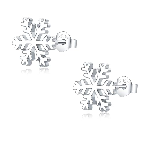 Glintara Ohrstecker Silber 925 Weihnachten, 925 Sterling Silber Weihnachts Ohrstecker, Silber Schneeflocke Ohrstecker Damen, Hypoallergen Schlafen Ohrstecker Ohrringe Schmuck Geschenk Für Mädchen