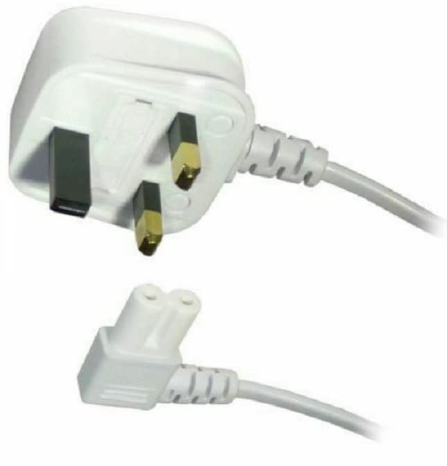 Mr Gadget's Solutions 1m 13A Figure 8 Mains C7 90 Degree Right Angle Lead White Cable