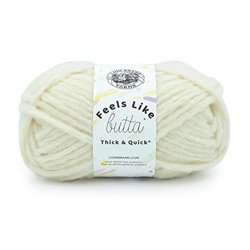 Lion Brand Yarn Fühlt sich an wie Butta dickes & schnelles super sperriges Garn zum Stricken, 1 Packung, antikweiß