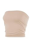 Kurve Medium Length Bandeau Bra Top - Made in USA- (One Size (Xs-Lg), Nude)