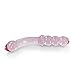 Healthy Vibes Glass Creations Curved Pink Glass G-spot Dildo with Pleasure Texture - Double Ended Anal Dildo