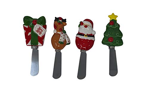 Christmas Holiday Spreader Knives Set of 4 For Cheese, Spread And Dips