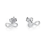 18K Gold Plated Sterling Silver Mini Button, Lightning Bolt and Infinity Stud Earrings (Infinity-silver)