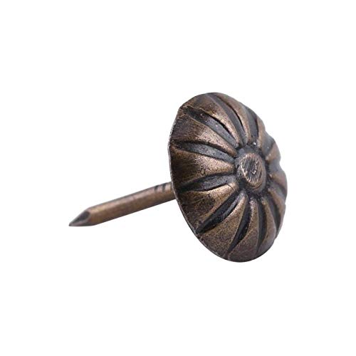Wytino 100Pcs Antique Bronze Upholstery Nail Wood Decorative Tack Stud, Antique Upholstery Tacks Furniture Nails Pins Kit for Home Furniture Decor Upholstered Furniture Cork Board
