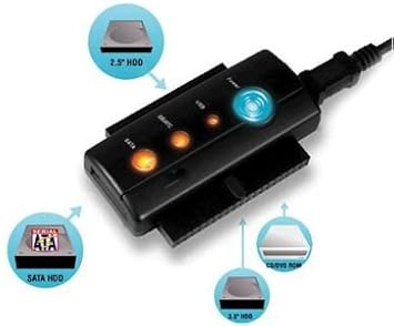 USB zu IDE und S-ATA Adapter inkl. Netzteil inkl One Touch Backup Button, LED Anzeige für Power , OTB , S-ATA und IDE