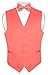 Men's Dress Vest & BowTie Solid CORAL PINK Color Bow Tie Set 2XL