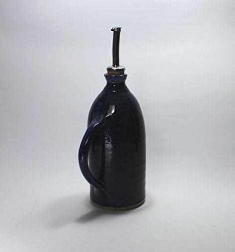 Olive oil bottle, clay oil bottle, olive oil stoneware, olive oil dispenser, vinegar cruet, kitchenware gift, oil pourer, Indigo oil cruet.