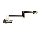 Rozin Wall Mounted Single Cold Water Kitchen Sink Faucet Folding Swivel Spout Tap Brushed Nickel