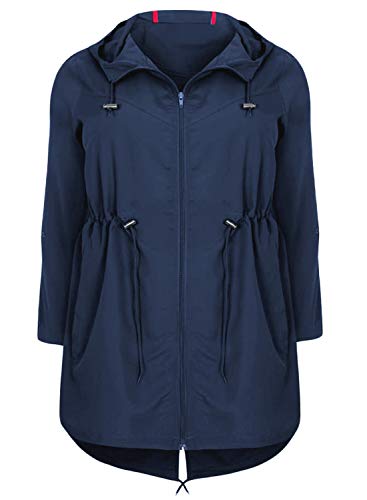 Eytino Women Plus Size Lightweight Windbreaker Drawstring Hooded Jacket with Pocket,1X Blue