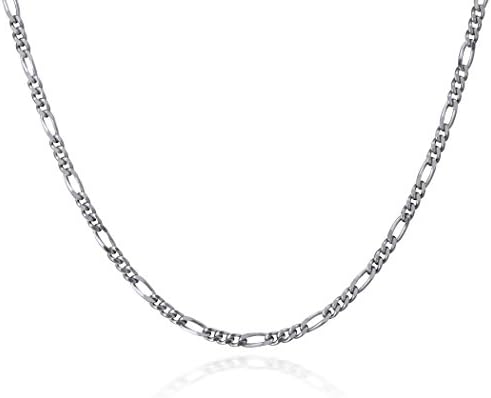 Italian Sterling Silver Delicate Figaro 3+1 Chain, 30 Inches in Length, 1.3 mm Width