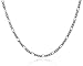 Italian Solid Sterling Silver Delicate Figaro 3+1 Chain, 24 Inches in Length, 1.3 mm Width