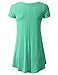 URBANCLEO Womens Round Neck Elong Tunic Top Mini T-Shirt Dress Mint XLarge