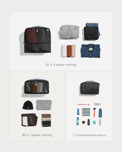 tomtoc 3 Set Packing Cubes for Travel Essentials, Odor-Resistant Compression Expandable Packing Cubes, Lightweight Travel Bag Pouch, Luggage Organizers Accessories for Backpack & Suitcase