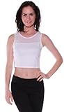 Ambiance Women's Cotton Blend Crop Muscle Tank Top Tee with Mesh Top