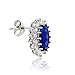 Sterling Silver Oval Created Sapphire/Tanzanite/Rainbow CZ Princess Diana/Kate Middleton Earrings