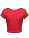 Luna Flower Women's Short Sleeve Cute Basic Knit Slim Fit Scoop Neck Crop Top (GTEW028)