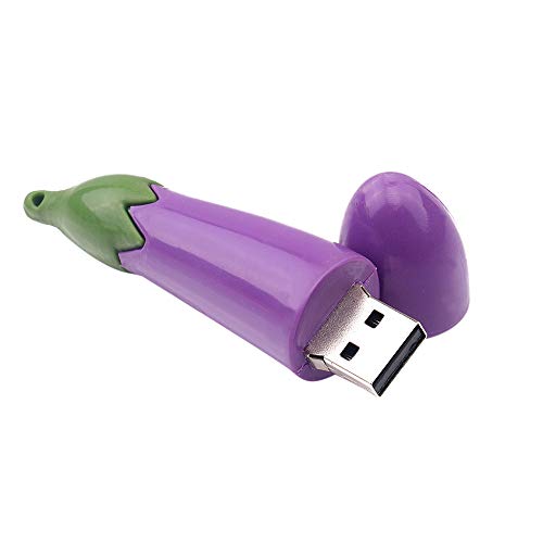 Choosebuy Eggplant Shape 8G/16G/32G/64G USB 2.0 U Disk, Cute Portable Flash Memory Stick Pen Storage USB Flash Drives for Office Supplies (32G) - Thumbnail 3