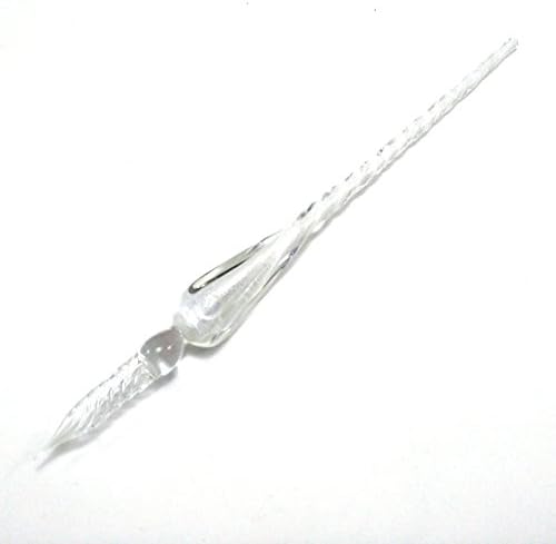 Handmade Glass Dip Pen, spiral design and perfect for calligraphy and signatures. Great gift. (White)