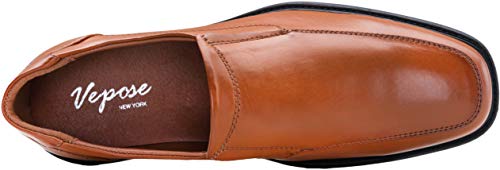 VEPOSE Men's Dress Shoes Slip On Formal Oxfords Square Toe Loafer Shoes(10.5,Loafers-817A-Yellow Brown)
