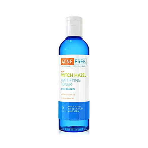 AcneFree Witch Hazel Mattifying Toner With Glycolic Acid, Aloe Vera, 8 Ounce