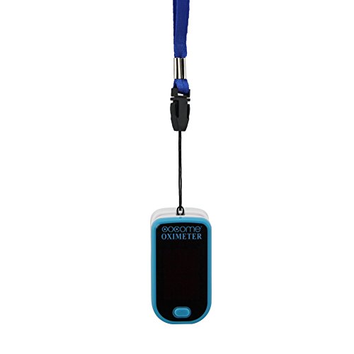 OOCOME Fingertip Pulse Oximeter LED Display Digital Portable Blood Oxygen with lanyard Blue