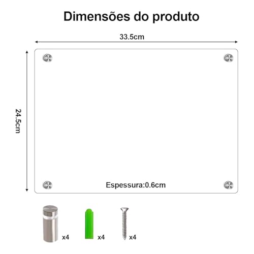 Soporte de Pared Acrílico Transparente, 33.5x24.5cm Letrero Marco Tamaño Carta, Porta Menu para Título Profesional y Marcos de Fotos Acrílicos