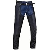 GARGOYLE BELLS Motorcycle Leather Chaps for Men & Women, Black Cowboy Biker Riding Chaps Split Soft Leather Pants