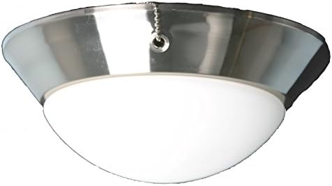 Ceiling Fan Light Kit by HOMEnhancements Brushed Nickel with White Glass Pull Chain Control E27 Base, Will Take LED A19 bulb