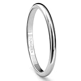 Tungsten Metal 2MM Plain Dome Wedding Band Ring Ring Size 4-11