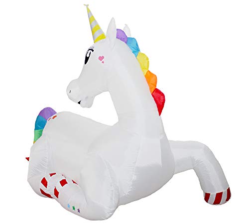 SEASONBLOW 5 Ft Inflatable Unicorn Sitting Indoor Outdoor Home Party Lawn Yard Garden Decoration