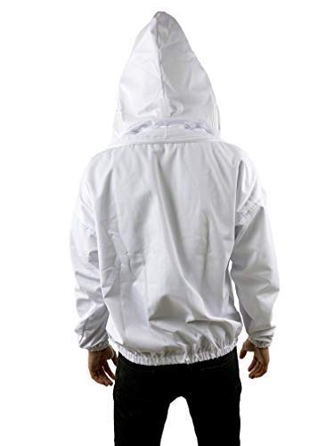 Beekeeping Jacket with Fencing Veil Hood Bee Jacket Clear View Fencing Veil Ultra Light Weight and Maximum Protection for Professional and Beginner Beekeepers