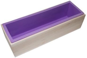 KRZER Flexible Rectangular Soap Silicone Mold with Wood Box for Homemade 42oz Soap Produce