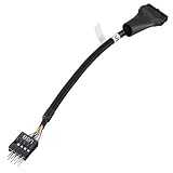 AKOAK 1 x 15cm Black USB 3.0 19 Pin Female To USB 2.0 9 Pin Male Motherboard Cable Adapter Converter