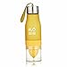 HANTAJANSS H2O Lemon Water Bottles, 20 oz Leak Proof Fruit Infuser Sport Bottle for Yoga, Pilates, Outdoor, Cycling, Traveling