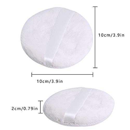 5 PCS Powder Puffs, Large Body Puff Round Puffs Loose Powder Puff Washable Puff Fluffy Powder Puff Ultra Soft Puffs Velour Puffs Large Powder Puff With Ribbon Power Puff Box For Body Powder Makeup