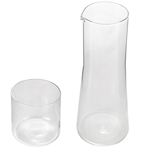 Lilys Home Bedside Night Water Carafe With Tumbler Glass Lead Free Glass Use In Bedroom Bathroom 16 Ounces Or Kitchen Use Cup As Lid Carafes Pitchers