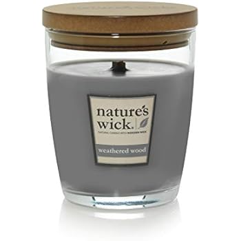 Nature's Wick Weathered Woods Scented Candle|10 oz. Jarred Candle|Natural Wood Wick Candle with up to 65 Hour Burn Time