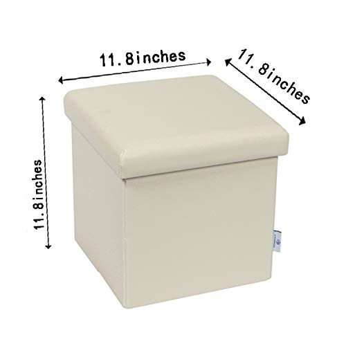 image for B FSOBEIIALEO Folding Storage Ottoman Cube with Faux Leather Toy Chest