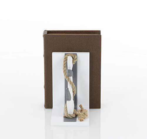 Deco 79 98863 Pair of Wooden Anchor Bookends with Rope Accents, White/Black/Brown