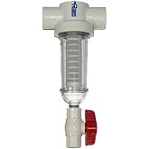 Rusco/Vu-Flow 1" 100 Mesh PVC Spin Down Sediment T-Style Water Filter