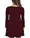 Women's Casual Plain Simple T-Shirt Loose Pocket Dress with Pockets Wine Red X-Large