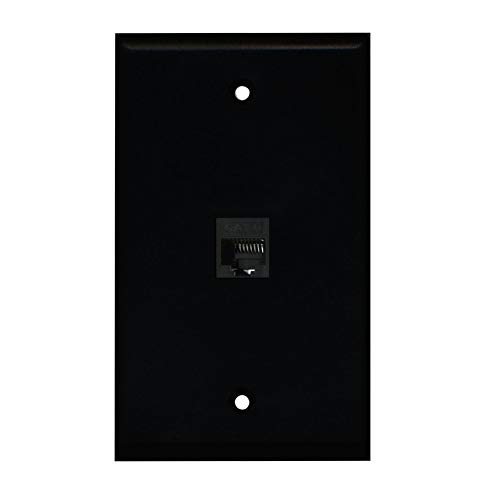 BUPLDET 1 Port Ethernet Wall Plate - Cat6 RJ45 Ethernet Wall Plate Female to Female Faceplate - Black