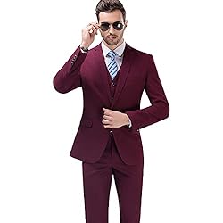 UNINUKOO Men Suits Slim Fit 3 Piece 1 Button