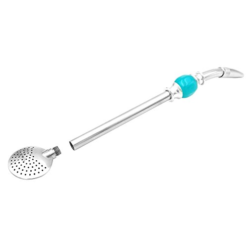 Yerba Mate Bombilla Gourd Drinking Filter Straw 304 Food-Grade 18/8 Stainless Steel Removable Filter Head with 3 Cleaning Brushes - 8.3" Long (Blue) - Thumbnail 4