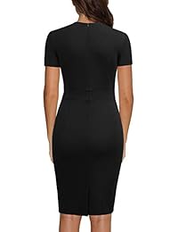 WOOSEA vestido de mujer con solapa retro, manga corta, vestido de cóctel, para trabajo, oficina