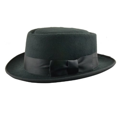 XCOSER Men's Walt Style Porkpie Fedora Flat Top Homburg Hat Cap