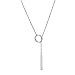 F-U 1Pc Women Metal Ring Stick Pendant Charming Chain Statement Necklace Silver Plated